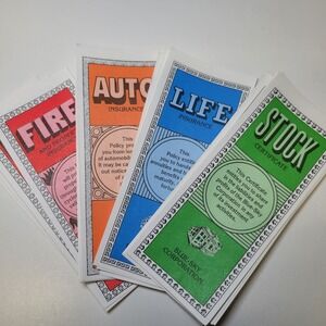 Vintage Milton Bradley Game of Life Insurance Policies Stock Certificates Set